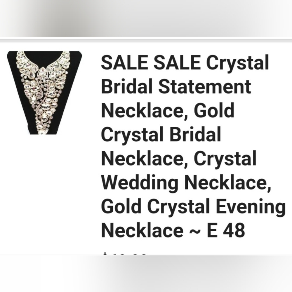 STATEMENT Large Rhinestone V Necklace and Earrings Set - Picture 2 of 2
